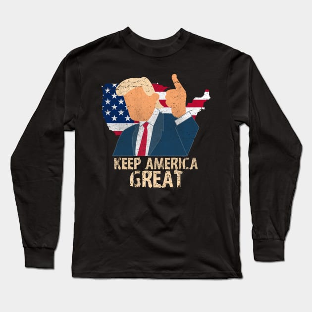 Keep America Great Vote For Trump Retro Vintage Long Sleeve T-Shirt by StreetDesigns